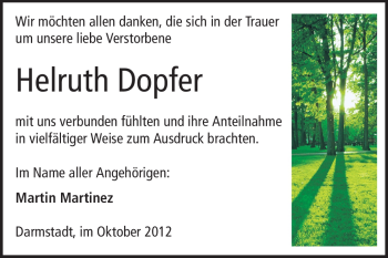 Traueranzeige von Helruth Dopfer von Echo-Zeitungen (Gesamtausgabe)