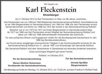 Traueranzeige von Karl Fleckenstein von Echo-Zeitungen (Gesamtausgabe)