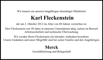 Traueranzeige von Karl Fleckenstein von Echo-Zeitungen (Gesamtausgabe)