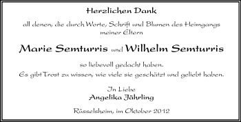 Traueranzeige von Marie Semturris von Rüsselsheimer Echo, Groß-Gerauer-Echo, Ried Echo