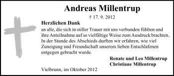 Traueranzeige von Andreas Millentrup von Odenwälder Echo