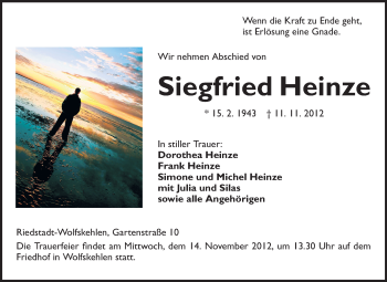 Traueranzeige von Siegfried Heinze von Rüsselsheimer Echo, Groß-Gerauer-Echo, Ried Echo