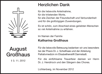 Traueranzeige von August Großhaus von Echo-Zeitungen (Gesamtausgabe)