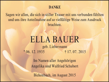 Traueranzeige von Ella Bauer von trauer.echo-online.de