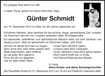 Traueranzeige von Günter Schmidt von Rüsselsheimer Echo, Groß-Gerauer-Echo, Ried Echo