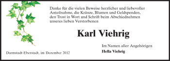 Traueranzeige von Karl Viehrig von Echo-Zeitungen (Gesamtausgabe)