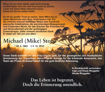 Traueranzeige von Michael Stone von Starkenburger Echo