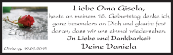 Traueranzeige von Oma Gisela  von trauer.echo-online.de