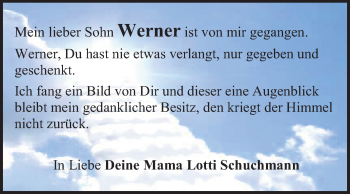 Traueranzeige von Werner Schuchmann von Echo-Zeitungen (Gesamtausgabe)