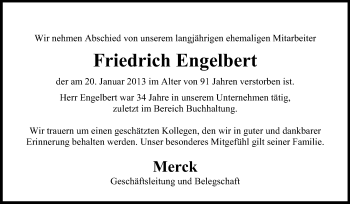 Traueranzeige von Friedrich Engelbert von Echo-Zeitungen (Gesamtausgabe)