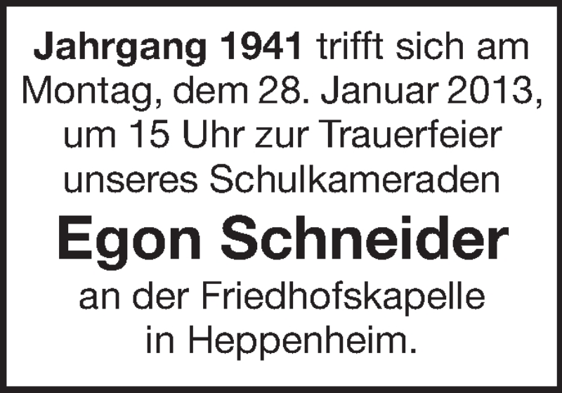  Traueranzeige für Egon Schneider vom 28.01.2013 aus Starkenburger Echo