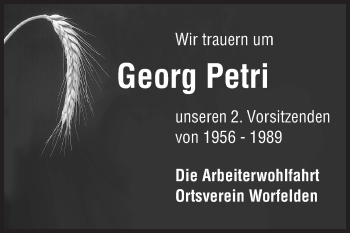 Traueranzeige von Georg Petri von Rüsselsheimer Echo, Groß-Gerauer-Echo, Ried Echo