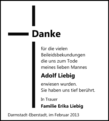 Traueranzeige von Adolf Liebig von Echo-Zeitungen (Gesamtausgabe)