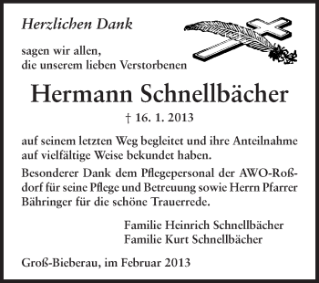 Traueranzeige von Hermann Schnellbächer von Darmstädter Echo, Odenwälder Echo, Rüsselsheimer Echo, Groß-Gerauer-Echo, Ried Echo
