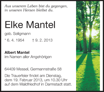 Traueranzeige von Elke Mantel von Echo-Zeitungen (Gesamtausgabe)