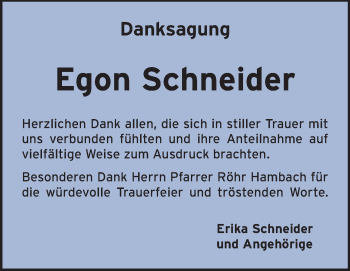 Traueranzeige von Egon Schneider von Starkenburger Echo