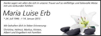 Traueranzeige von Maria Luise Erb von Starkenburger Echo
