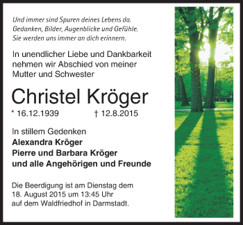 Traueranzeige von Christel Kröger von trauer.echo-online.de