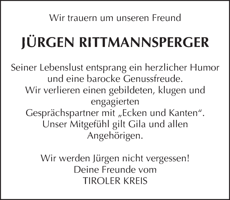  Traueranzeige für Jürgen Rittmannsperger vom 15.08.2015 aus trauer.echo-online.de