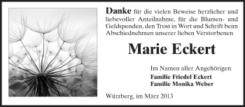 Traueranzeige von Marie Eckert von Odenwälder Echo