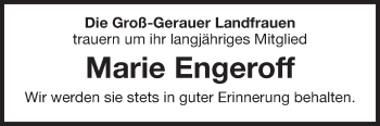 Traueranzeige von Marie Engeroff von Rüsselsheimer Echo, Groß-Gerauer-Echo, Ried Echo
