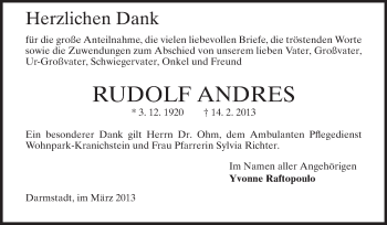 Traueranzeige von Rudolf Anders von Echo-Zeitungen (Gesamtausgabe)