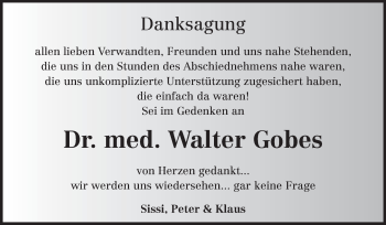 Traueranzeige von Walter Gobes von Starkenburger Echo