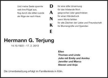 Traueranzeige von Hermann G. Terjung von Echo-Zeitungen (Gesamtausgabe)