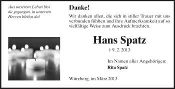 Traueranzeige von Hans Spatz von Odenwälder Echo