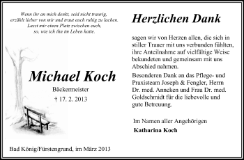 Traueranzeige von Michael Koch von Odenwälder Echo