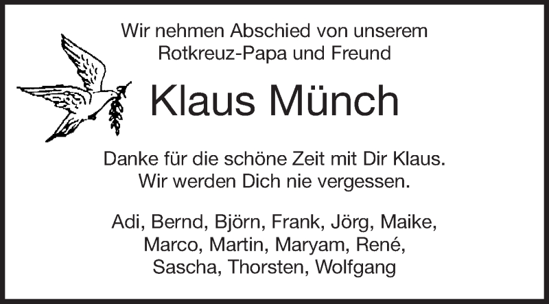  Traueranzeige für Klaus Münch vom 23.03.2013 aus Rüsselsheimer Echo, Groß-Gerauer-Echo, Ried Echo