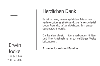 Traueranzeige von Erwin Jockel von Rüsselsheimer Echo, Groß-Gerauer-Echo, Ried Echo