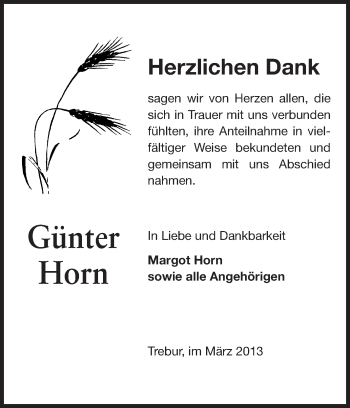 Traueranzeige von Günter Horn von Rüsselsheimer Echo, Groß-Gerauer-Echo, Ried Echo