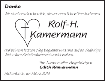 Traueranzeige von Rolf Kamermann von Echo-Zeitungen (Gesamtausgabe)
