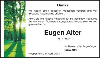 Traueranzeige von Eugen Alter von Starkenburger Echo