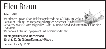Traueranzeige von Ellen Braun von Echo-Zeitungen (Gesamtausgabe)