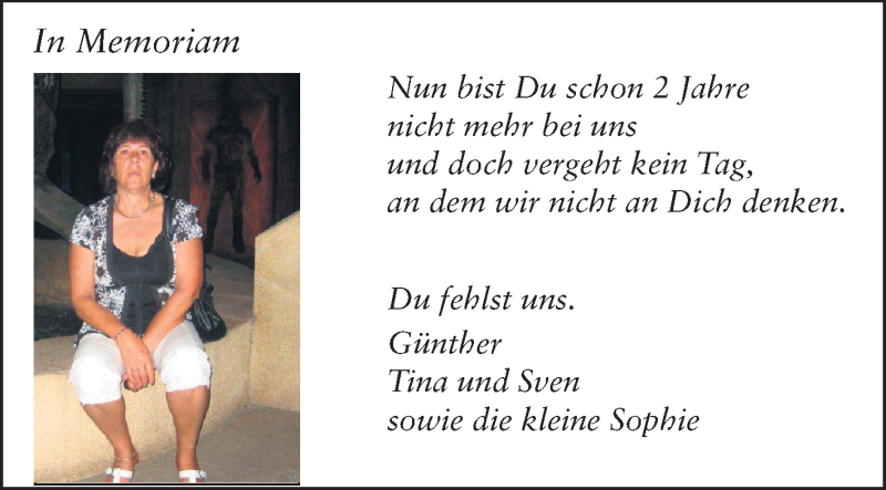  Traueranzeige für Helga Bonin vom 23.04.2013 aus Echo-Zeitungen (Gesamtausgabe)