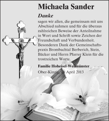 Traueranzeige von Michaela Sander von Odenwälder Echo