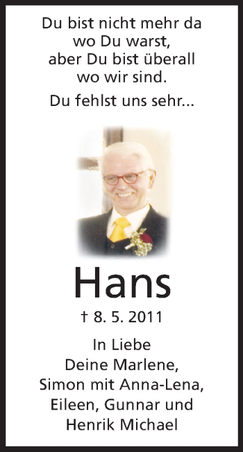 Traueranzeige von Hans Veit von Rüsselsheimer Echo, Groß-Gerauer-Echo, Ried Echo