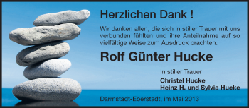 Traueranzeige von Rolf Günter Hucke von Echo-Zeitungen (Gesamtausgabe)