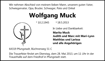 Traueranzeige von Wolfgang Muck von Echo-Zeitungen (Gesamtausgabe)