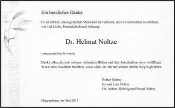 Traueranzeige von Helmut Noltze von Starkenburger Echo