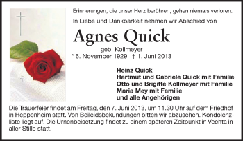 Traueranzeige von Agnes Quick von Starkenburger Echo