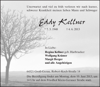 Traueranzeige von Eddy Kellner von Rüsselsheimer Echo, Groß-Gerauer-Echo, Ried Echo