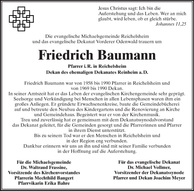  Traueranzeige für Friedrich Baumann vom 08.06.2013 aus Echo-Zeitungen (Gesamtausgabe)