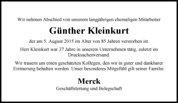 Traueranzeige von Günther Kleinkurt von trauer.echo-online.de
