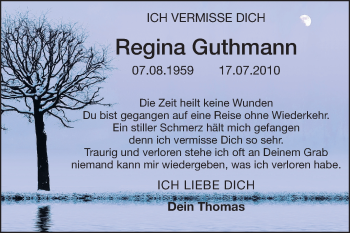 Traueranzeige von Regina Guthmann von Rüsselsheimer Echo, Groß-Gerauer-Echo, Ried Echo