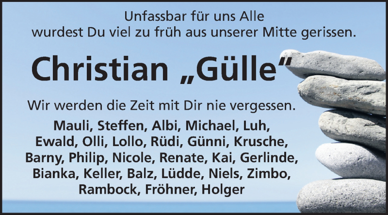  Traueranzeige für Christian Emich vom 24.07.2013 aus Echo-Zeitungen (Gesamtausgabe)