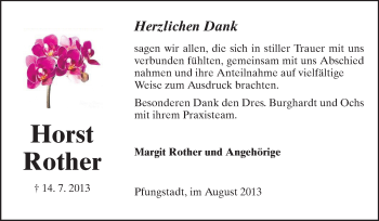 Traueranzeige von Horst Rother von Echo-Zeitungen (Gesamtausgabe)