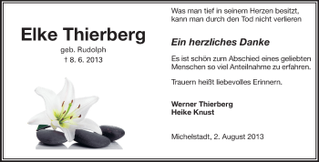 Traueranzeige von Elke Thierberg von Odenwälder Echo